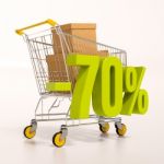 Shopping Cart And 70 Percent Stock Photo