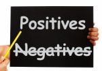 Pointing Positives On Blackboard Stock Photo