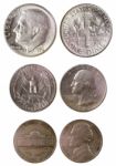Different Old American Coins Stock Photo