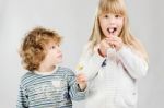 Kids And Lollipop Stock Photo