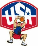 Basketball Player Dunking Ball Usa Stock Photo