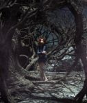 Girl Lost In The Haunted Forest,3d Rendering For Book Cover Stock Photo