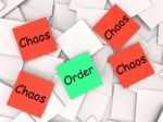 Order Chaos Post-it Notes Show Organized Or Confused Stock Photo