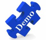 Demo Puzzle Shows Product Demonstration Trial Or Version Stock Photo