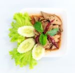 Hot Spicy Thai Cuisine Pork Liver Salad Stock Photo