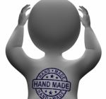 Hand Made Stamp On Man Shows Original Handmade Stock Photo