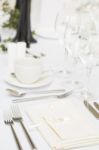 Luxury Wedding Gala Table Setting Stock Photo