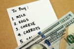 Shopping List On Budget Stock Photo