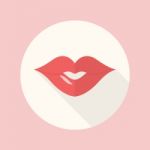 Red Lips Kiss Flat Icon Stock Photo