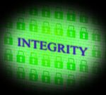 Integrity Data Represents Bytes Facts And Decency Stock Photo