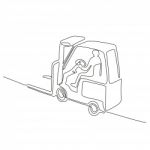 Forklift Truck Continuous Line Stock Photo