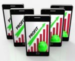 Profit Graph Phone Shows Sales Revenue And Return Stock Photo