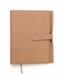 Brown Notebook Cover Background On White Stock Photo