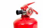 Red Fire Extinguisher And Head Gauge Stock Photo