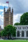London - July 30 : View Of The Houses Of Parliament In London On Stock Photo