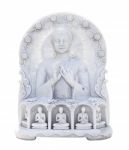 Marble Statue Of The Reclining Buddha Isolated On White Background Stock Photo