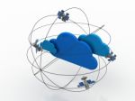 3d Illustration Space Satellite Orbit With Cloud Stock Photo