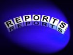Reports Dice Represent Reported Information Or Articles Stock Photo