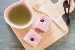 Steamed Cake On Wooden Plate Stock Photo