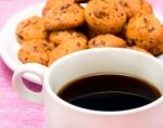 Coffee Break Cookies Indicates Cracker Coffees And Crackers Stock Photo
