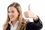 Female With Thumbs Up Stock Photo