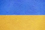 Ukraine Flag Painted On Old Concrete Wall Stock Photo