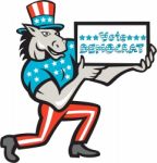 Vote Democrat Donkey Mascot Cartoon Stock Photo