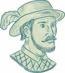 Juan Ponce De Leon Explorer Drawing Stock Photo