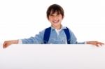 Charming Kid Holding Blank Board Stock Photo