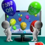 Balloons From Computer Showing Sale Discount Of Seventy Five Per Stock Photo