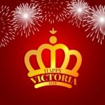 Golden Crown With Fireworks For Victoria Day Stock Photo