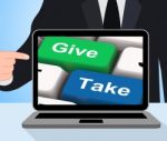 Give Take Computer Show Generous And Selfish Stock Photo