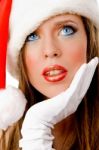 Close View Of Beautiful Christmas Woman Stock Photo