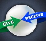 Give Receive Arrows Represents Present Donate And Take Stock Photo