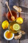 Ginger Tea With Honey And Lemon Stock Photo