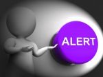 Alert Pressed Shows Warning Hazard Or Notice Stock Photo