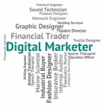 Digital Marketer Shows High Tec And Advertisers Stock Photo