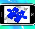 Ftp On Smartphone Showing Data Transmission Stock Photo