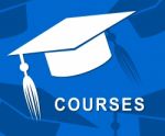 Courses Mortarboard Means Learn Development And Educating Stock Photo