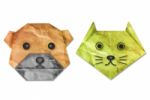 Grunge Of Dog And Cat Origami Paper Stock Photo