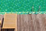Brown Wooden Chairs Side Swimming Pool Stock Photo