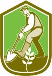 Gardener Landscaper Digging Shovel Cartoon Stock Photo