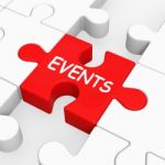 Events Puzzle Means Occasion Event Or Function Stock Photo