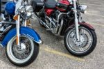 Close-up Of Two Motorcycles Parked In Whitstable Stock Photo