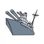 Cartoon Battleship With Big Guns Stock Photo