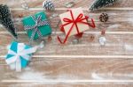 Christmas Background With Gift Box Stock Photo