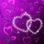 Purple Hearts Background Shows Romantic Fond And Glittering Stock Photo
