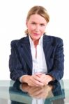 Business Woman Is Sitting Stock Photo