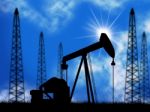 Oil Wells Means Power Source And Drill Stock Photo