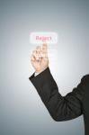 Businessman Pressing Reject Button Stock Photo